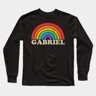 Gabriel - Retro Rainbow Flag Vintage-Style Long Sleeve T-Shirt